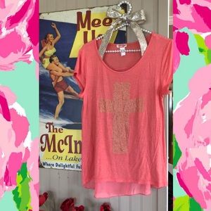 Rhinestone Cross Short Sleeve Top